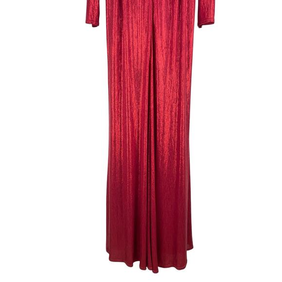 Tadashi Shoji Metallic Long Sleeve Evening Gown Deep Red Size XXL - Picture 13 of 14